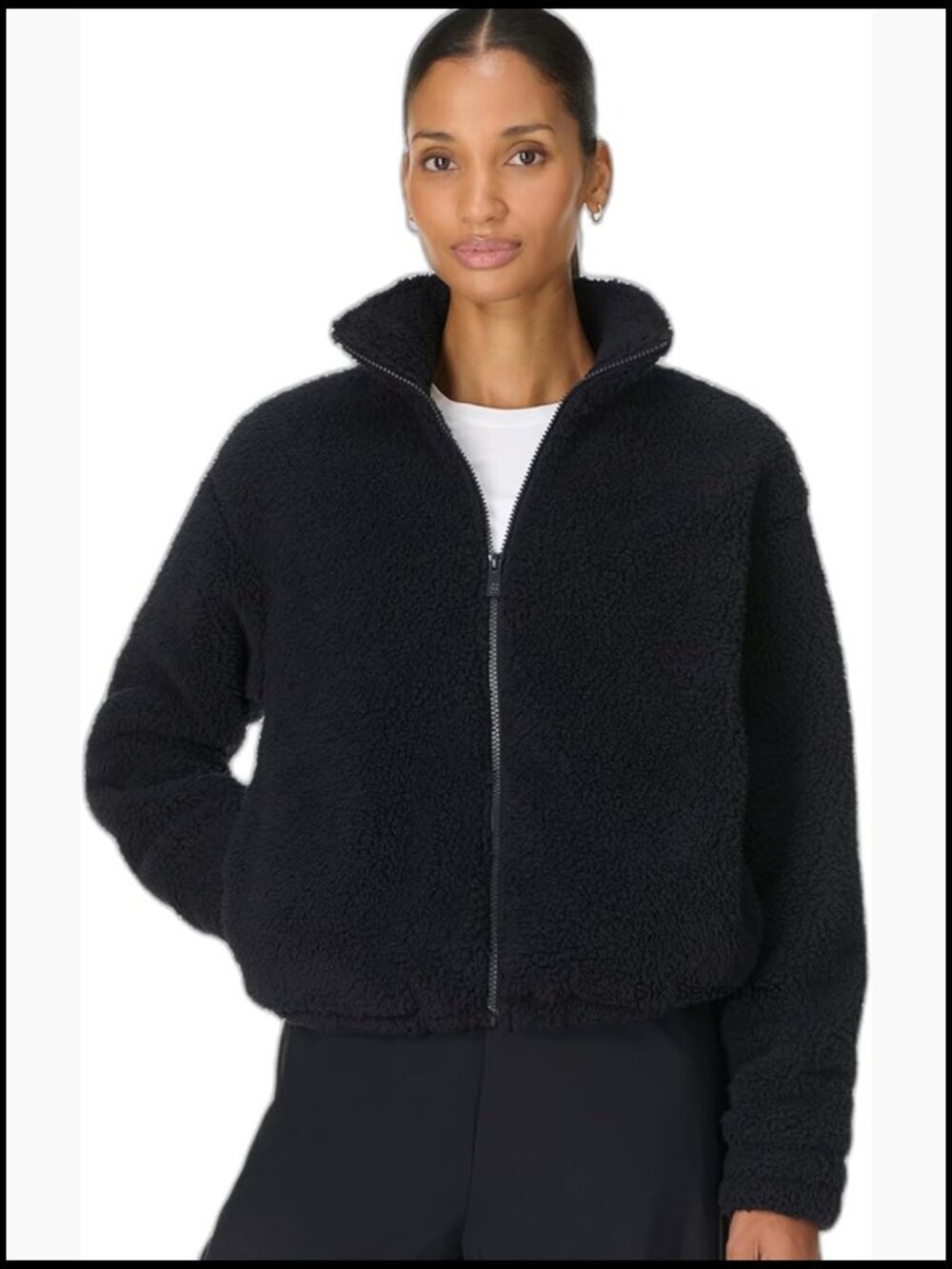 Women's Mid-Weight Sherpa Fleece Zip Up Jacket with Toggle Hem